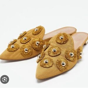 Aquazzura Mustard Embellished Mules